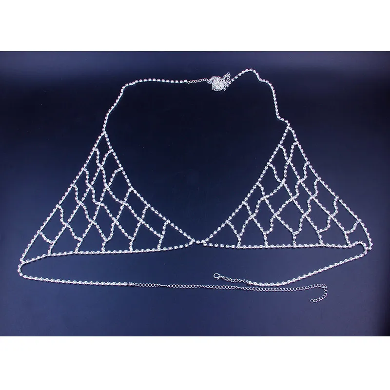 Stonefans seksowne bikini siatkowy łańcuszek biustonosz akcesoria dla kobiet urok kryształowa biżuteria do ciała Choker naszyjnik boże narodzenie T200508