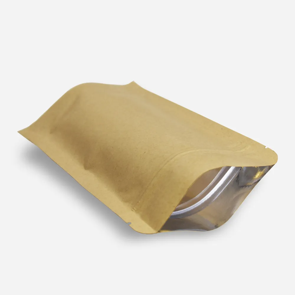 11x18 5cm Brown Kraft Paper Stand Up Package Bag Zip lock Package Mylar Doypack Zipper Zip Lock Dried Food Snack Packin2368