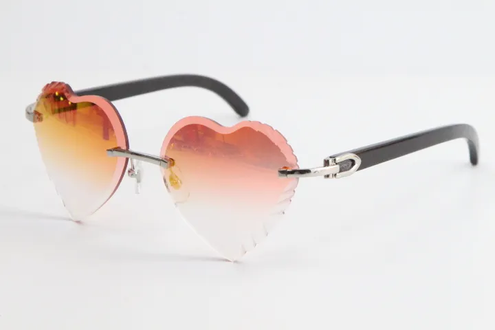 Vente de nouvelles lunettes de soleil en corne de buffle 3524012 Lunettes de soleil en corne véritable blanche sans monture Top Rim Focus Lunettes Triang257x minces et allongées