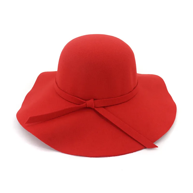 Moda feminina senhora aba larga lã feltro fedora chapéus flexíveis vintage feminino menina redonda fedoras cloche boné trilby bowler hat334o