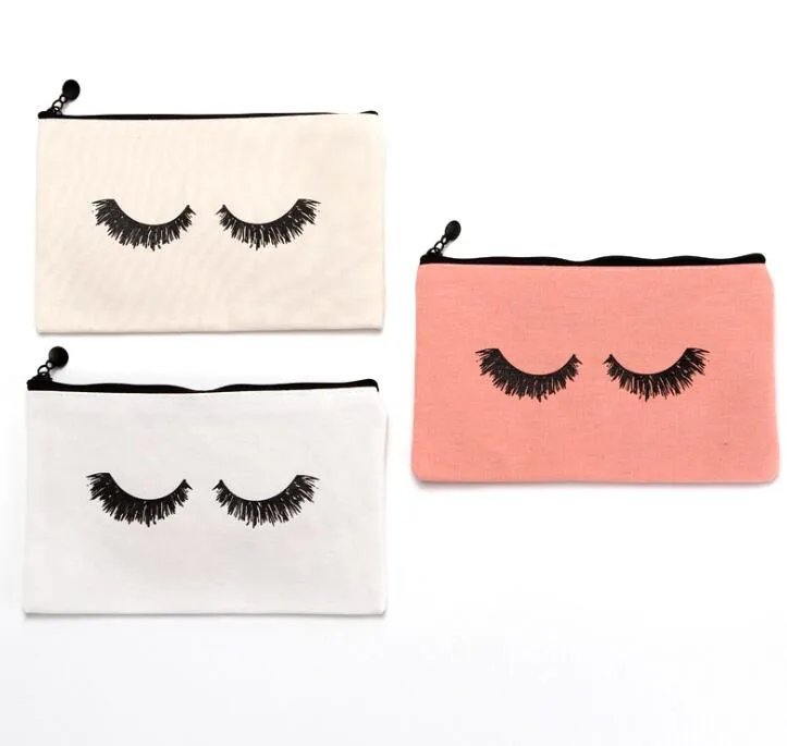 DHL 100ps Cosmetic Bag Women Women Canvas Eye Printing с большими возможностями для туалечков для туалетных принадлежностей розовый белый бежевый