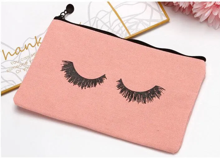 DHL 100ps Cosmetic Bag Women Women Canvas Eye Printing с большими возможностями для туалечков для туалетных принадлежностей розовый белый бежевый