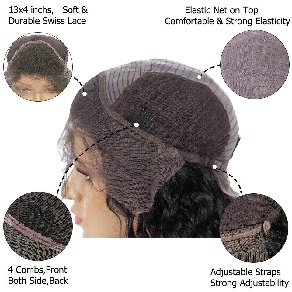 Парики из человеческих волос с объемной волной 10А, предварительно выщипанные кружевные фронтальные парики с волосами младенца5959323