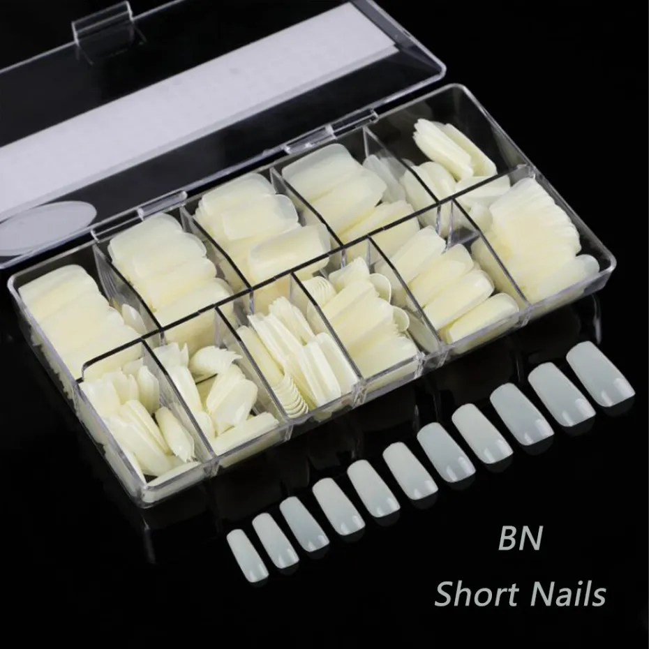 500st False Nail Tips Clear Natural Artificial Fake Tip Nails Art Practice Design Design UV Gel Manicure Tools CH16252089953