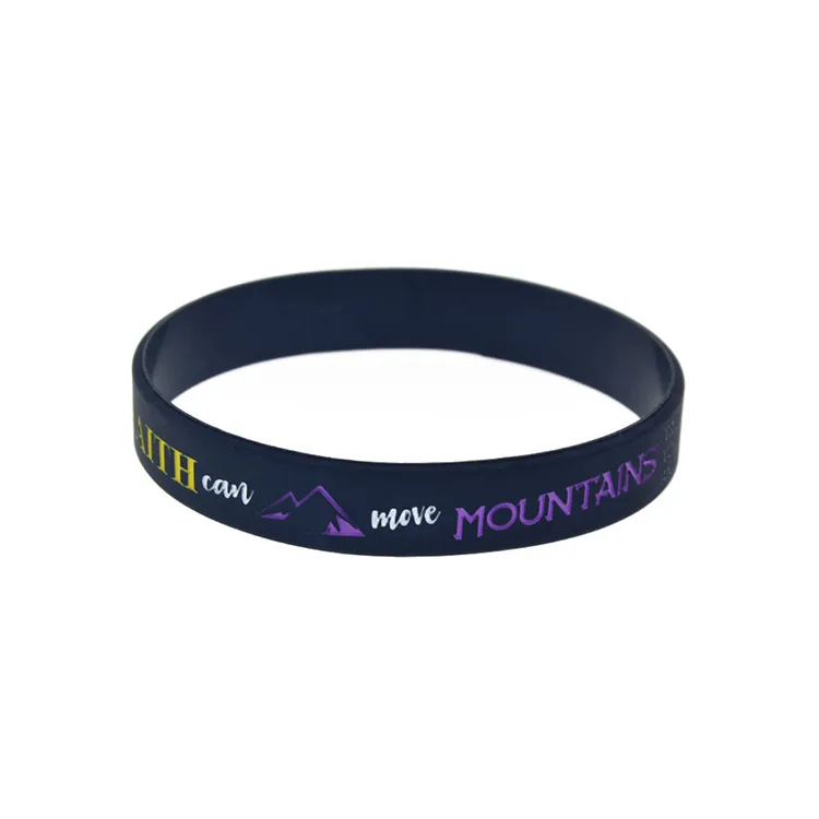 Jesus Silicone Rubber Bracelet Debossed Filled in Color Matthew 1720 Faith can move mountains234d