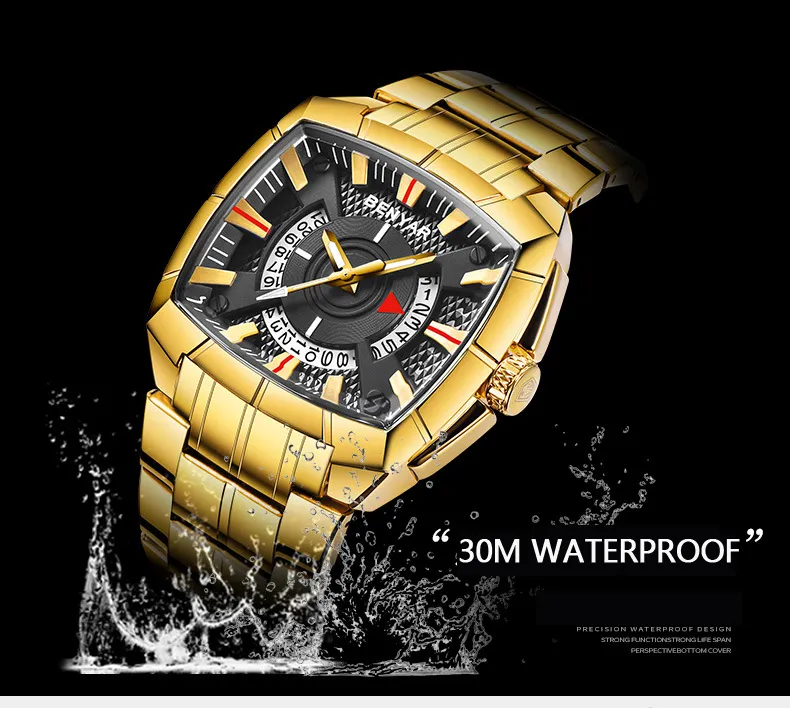 Relogio Masculino Benyar warch Topmerk Luxe Gouden heren Quartz Horloges Sport Horloge Mannen Waterdicht Mannelijke Horloge Reloj 183w