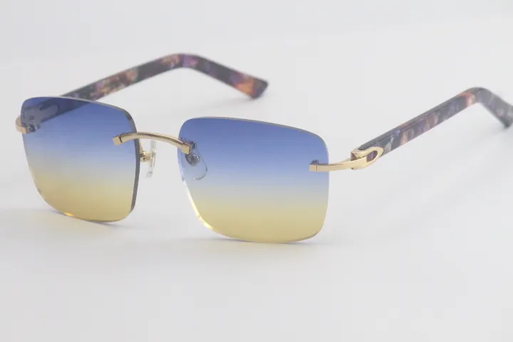 Фабричные оптовые продажи Мраморные фиолетовые солнцезащитные очки без оправы 8300816 Классические пилоты в металлической оправе простой досуг Дизайнерские мужские W260z