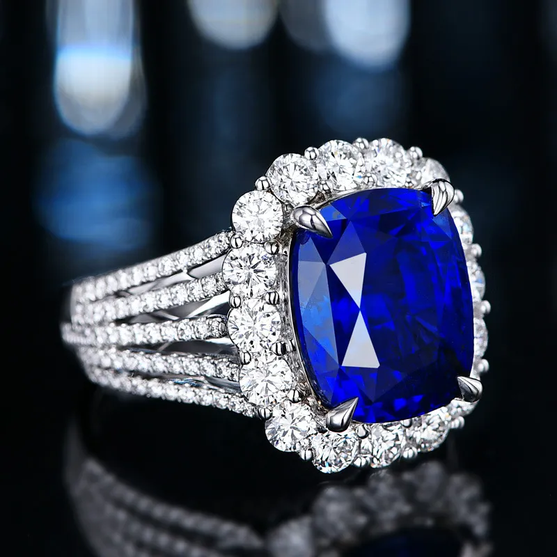 Bague saphir Royal naturel pour femmes, plaqué or 18 carats, imitation diamant, bijoux en direct, 254N