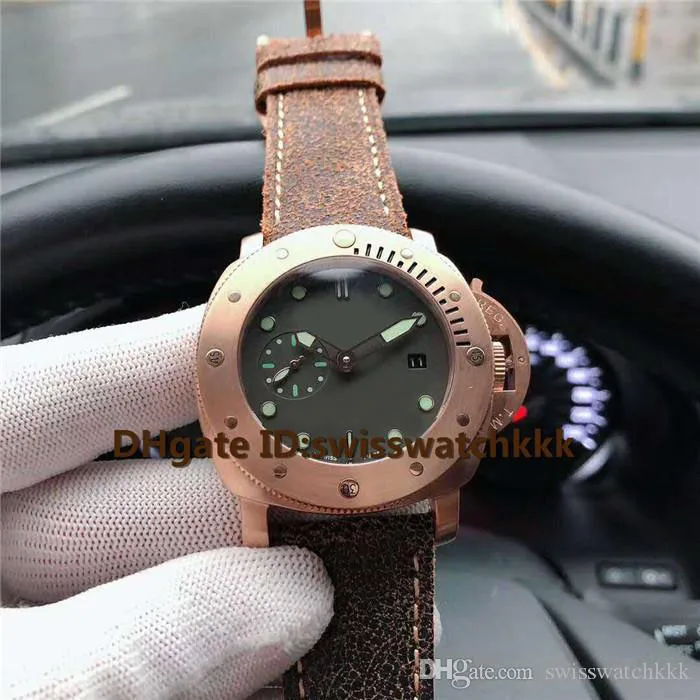 New Pam00382 Mens Watches Swiss Automatic Sipphire Distance عرض Rose Gold Bronze Case Calfskin Slicpress Case Back Mens WA2365