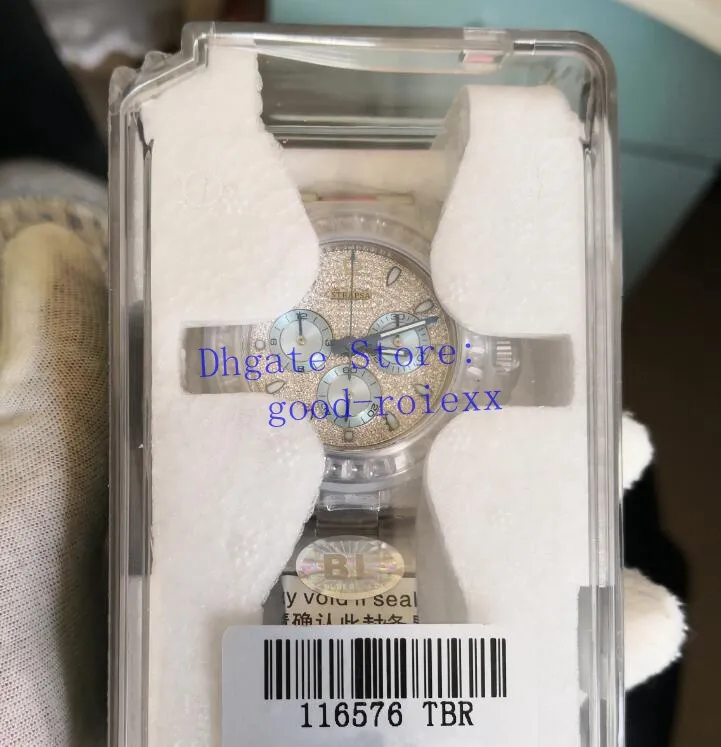 Męskie zegarek Automatyczny chronograf Cal 4130 Pełny Pave Diamond Dial Bezel Watches Men 116576 Kosmograf Eta Sapphire Blf Rweatwatches279a