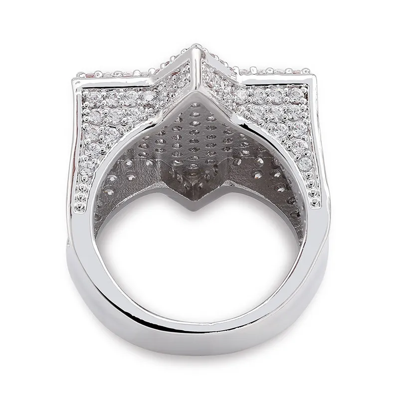 Lyxdesigner smycken Mens Rings Gold Silver Green Hip Hop smycken Bröllopsförlovningsring isad ut Bling Diamond Championship H310g