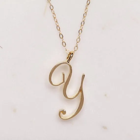 26st Gold Silver Swirl Initial Alphabet Letter Halsband Alla 26 Engelska A-Z Cursive Luxury Monogram Name Letters Word Chain NE246K