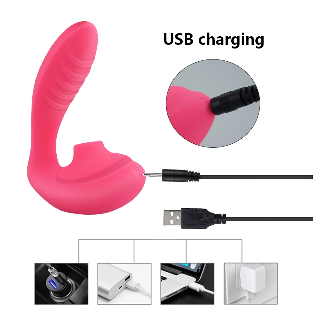 Vagin rechargeable sucer vibrateur portable point G stimulateur de clitoris oral clitoris ventouse gode vibrateur jouet sexuel adulte pour les femmes Y190711