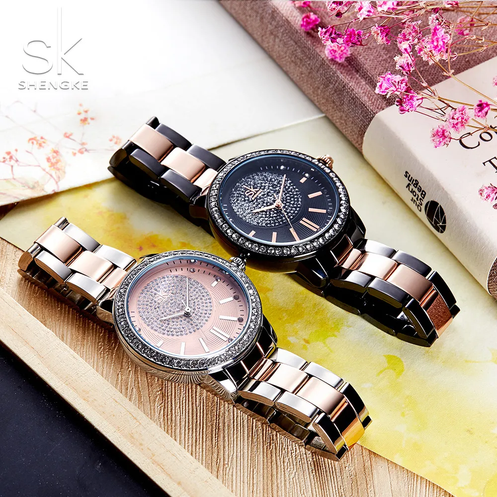 Shengke Bracelet Women Watch New Quartz Top Brand Luxury Fashion Crystal Wristwatches Ladies Gift Relogio Feminino295r