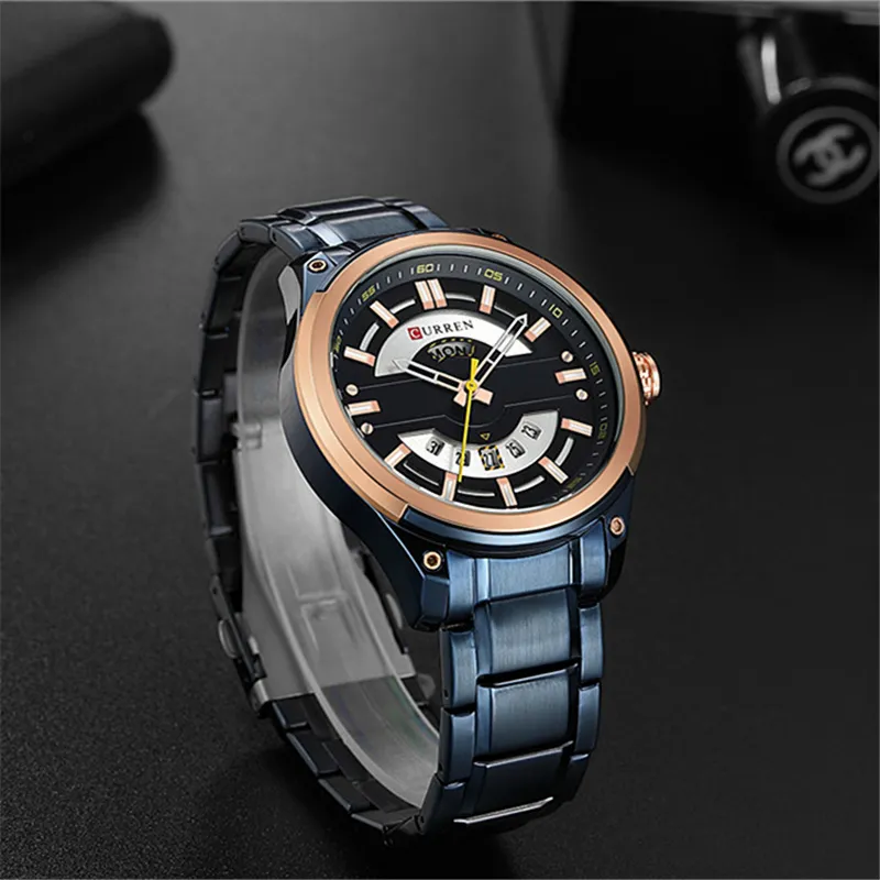 Luxury Brand CURREN Watches Mens Stainless Steel Wrist Watch Fashion Date And Week Business Male Clock Relogio Masculino237O