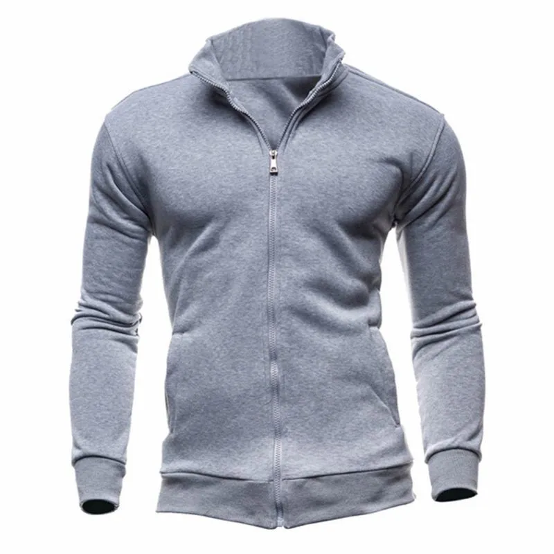 New Basic Zip Hoodies Sweatshirt Autumn Spring Men Up Jacket Casual Long Sleeve Slim Fitness Hoody Sportswear Male C19040101