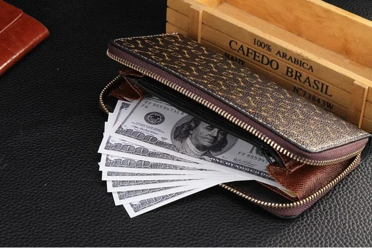 Men Women Long organizer wallet Solid color Hasp Mini Wallets Mens bags whole Credit Card Genuine leather Black red grey High 291W