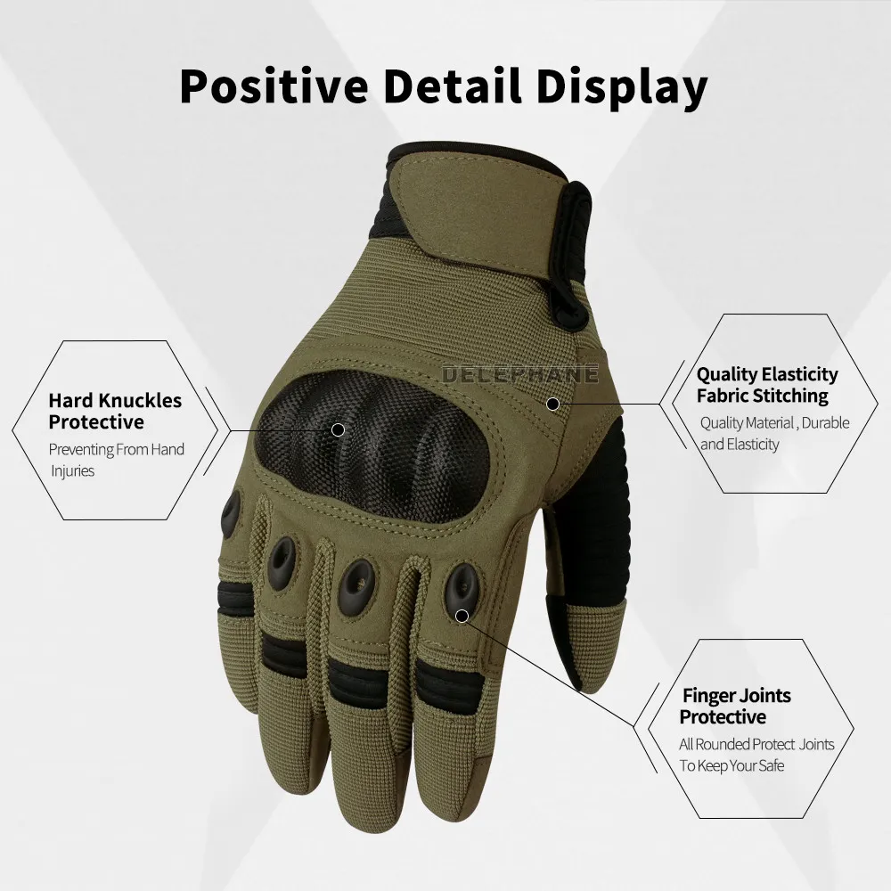 Green Tactical Full Finger Gloves Men Touch Screen Hard Knuckle Windproof Shooting Paintball Motorcycle Army Driving Gym Glove T200610267f