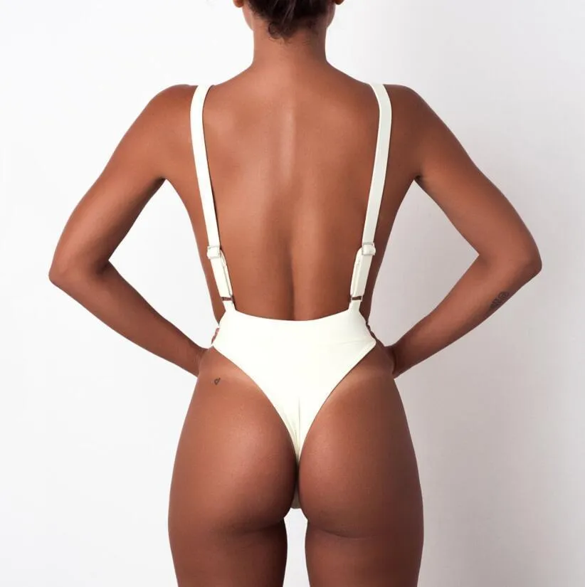 MJ41 2019 Sexy One Piece Swimsuit Kobiety kąpielowe stroje kąpielowe Kobieta Solid Black Backless Monokini Bathing Suit8161041