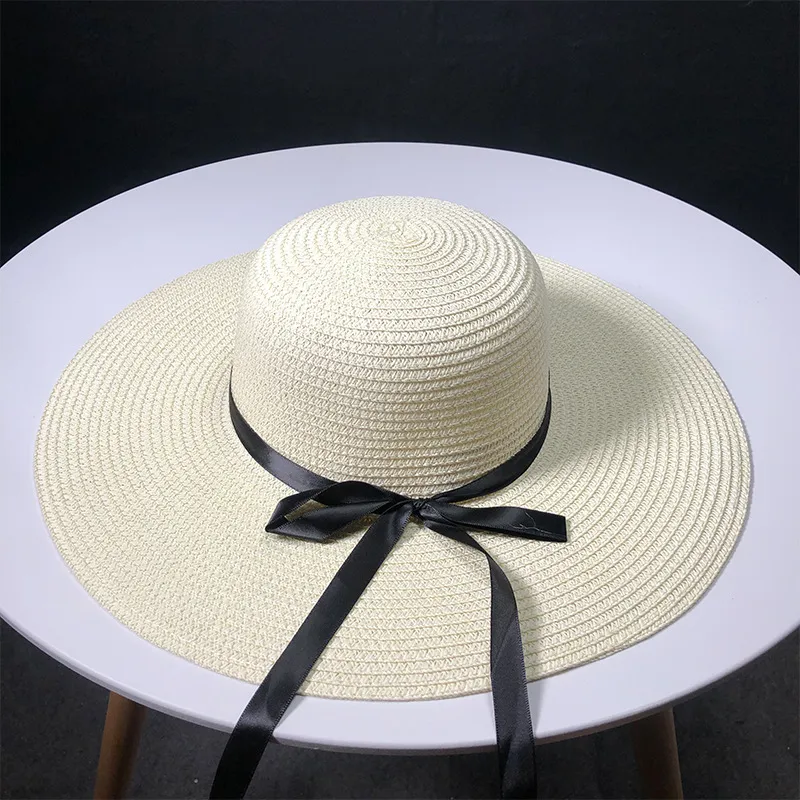 ファッション女性の大きな縁の太陽の帽子フロッピー折りたたみ式船場麦わら帽子夏ビーチハットロット233k