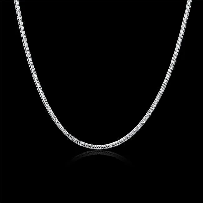 Vergulde sterling zilveren kettingen 16 18 20 22 24INCHS 3MM heren 3M snake bone ketting SN192 Top 925 zilveren plaat kettingen Neckla305d