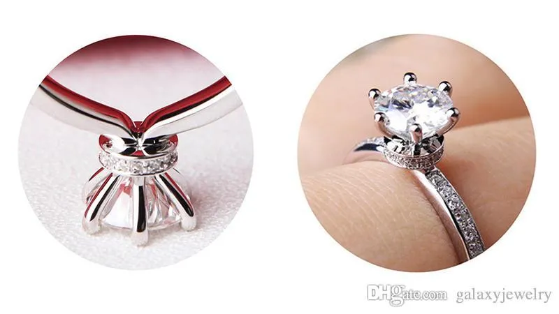 YHAMNI Solide 925 Sterling Silber 5A Zirkon Ring Luxus Frauen Verlobungsring Hochzeit Krone Ringe Schmuck XJZR050236W