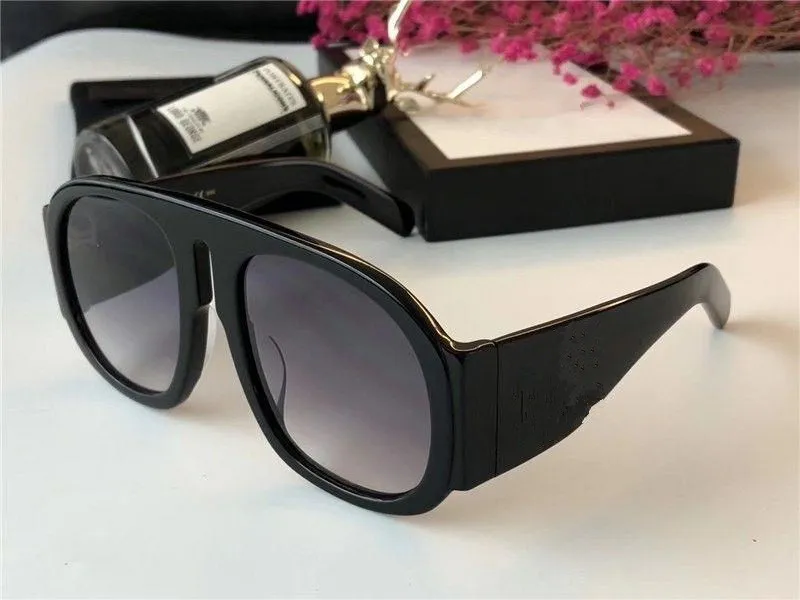 2022 Luxury Oversize Runway Solglasögon med original Boxe Black 0152 Brand Designer Solglasögon med originallådor för kvinnor Round217D