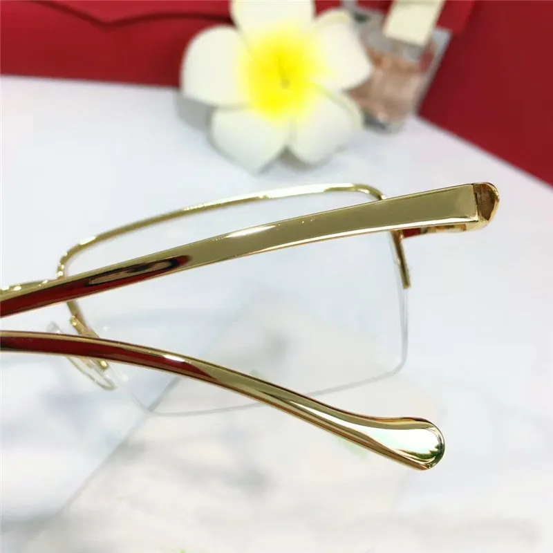 Hela nya moderamdesign Optiska glasögon 5634296 Retro Metal Halfframe Transparent Lens Animal Vintage Classic Clear Eye237n