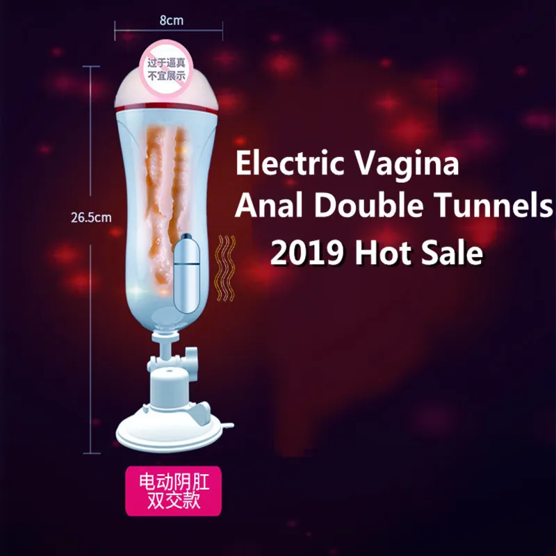 Vagina anal Masturbation Cup Vibrator Suction Cup Pocket Vagina Real Pussy Male Masturbator Erotic avsugning Oralsexleksaker för man Y5822640