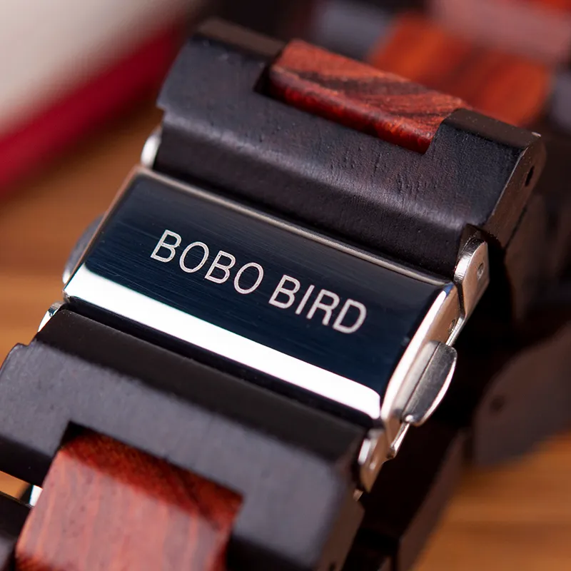 Relogio Masculino BOBO BIRD Orologio meccanico da uomo Orologio da polso in legno Nome automatico personalizzato papà Confezione regalo in legno Y200414249T