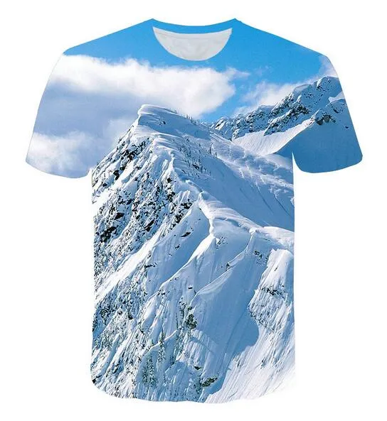 Najnowszy Moda Męskie / Womans Snow Mountain Summer Style Tees 3D Print Casual T-shirt Topy Plus Size BB0117