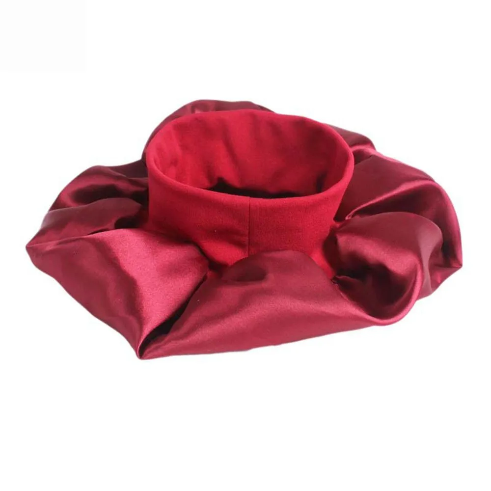 Gorro de seda satinada con banda ancha para mujer, gorro cómodo para dormir durante la noche, gorro largo de seda suave para el cuidado del cabello, 1 unidad