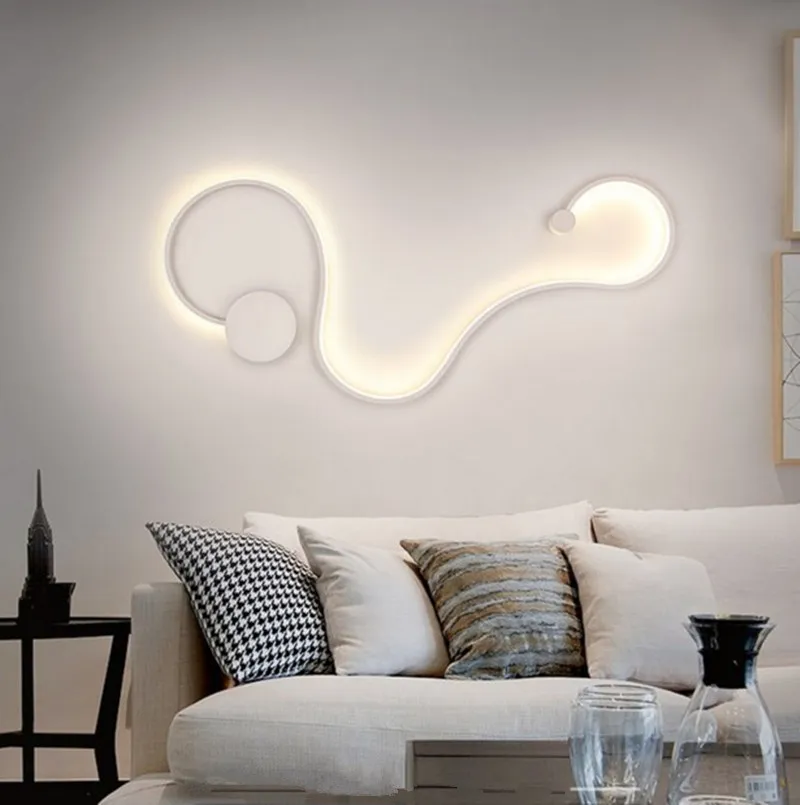 Lámparas de pared LED de serpiente, luces curvas creativas minimalistas modernas, lámpara de luz acrílica creativa, aplique de cinturón nórdico para Dec215s