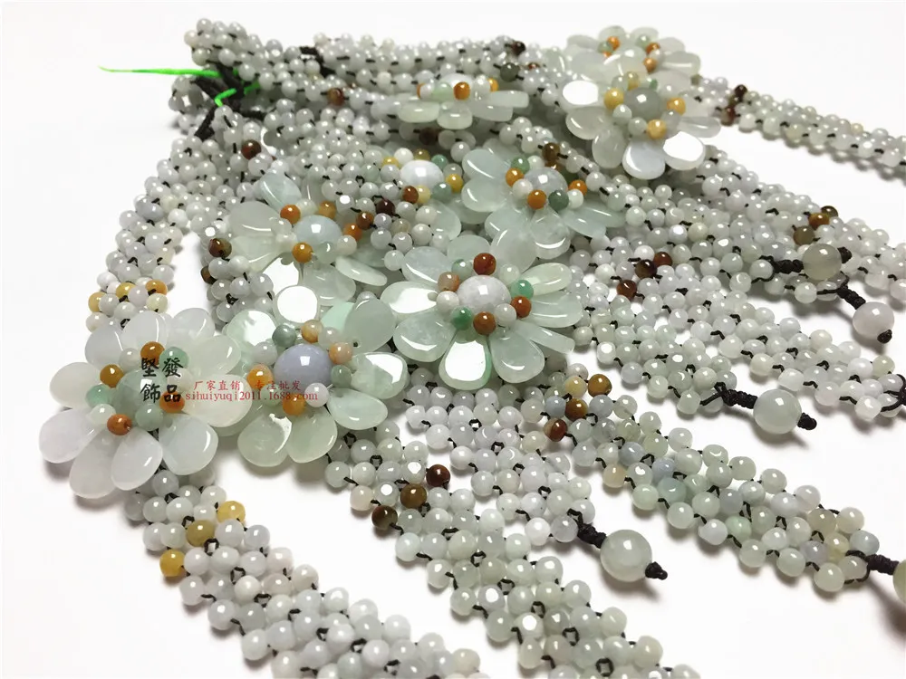 Birmânia Natural Jade Bead Tecida Bracelete de Flor Jóias Esculpadas Presentes de Jóias Whole6274860