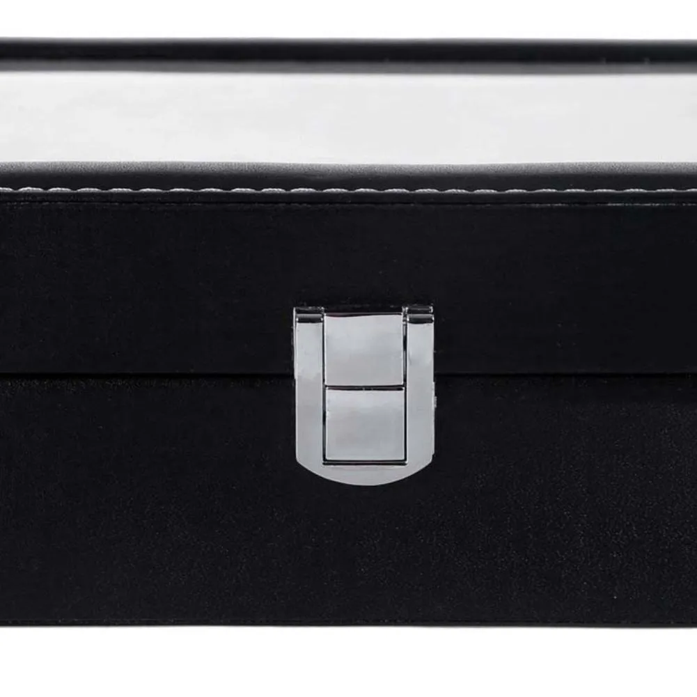 Titta på ruta 2 3 rutnät Black PU Läder smycken Box Titta på Winder Organizer Case Storage Display Holder Gift302s