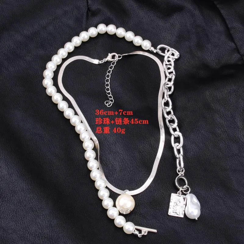 KMVEXO модные 2 слоя жемчуга геометрические подвески ожерелья для женщин Золотая металлическая цепочка в виде змеи ожерелье новый дизайн ювелирных изделий Gift271u