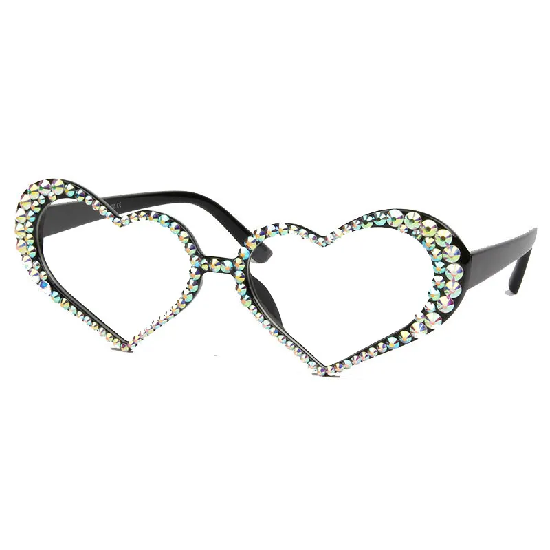 2019 vintage oeil de chat diamant coeur forme lunettes de soleil femmes rose lentille strass sexy lunettes uv400 glasses236M