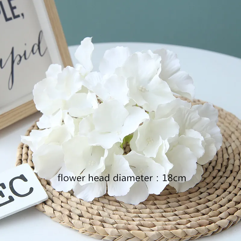 White Color Artificial Flower Head Wedding Rose Peony Hydrangea Bridal Bouquet Wedding Decoration DIY Home Party Fake Flowe286w