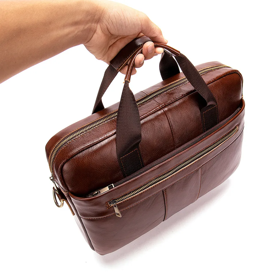 Bolsa masculina de couro genuíno, maleta de alta qualidade para negócios, bolsa mensageiro, bolsa para laptop, bolsa de couro de vaca 189x