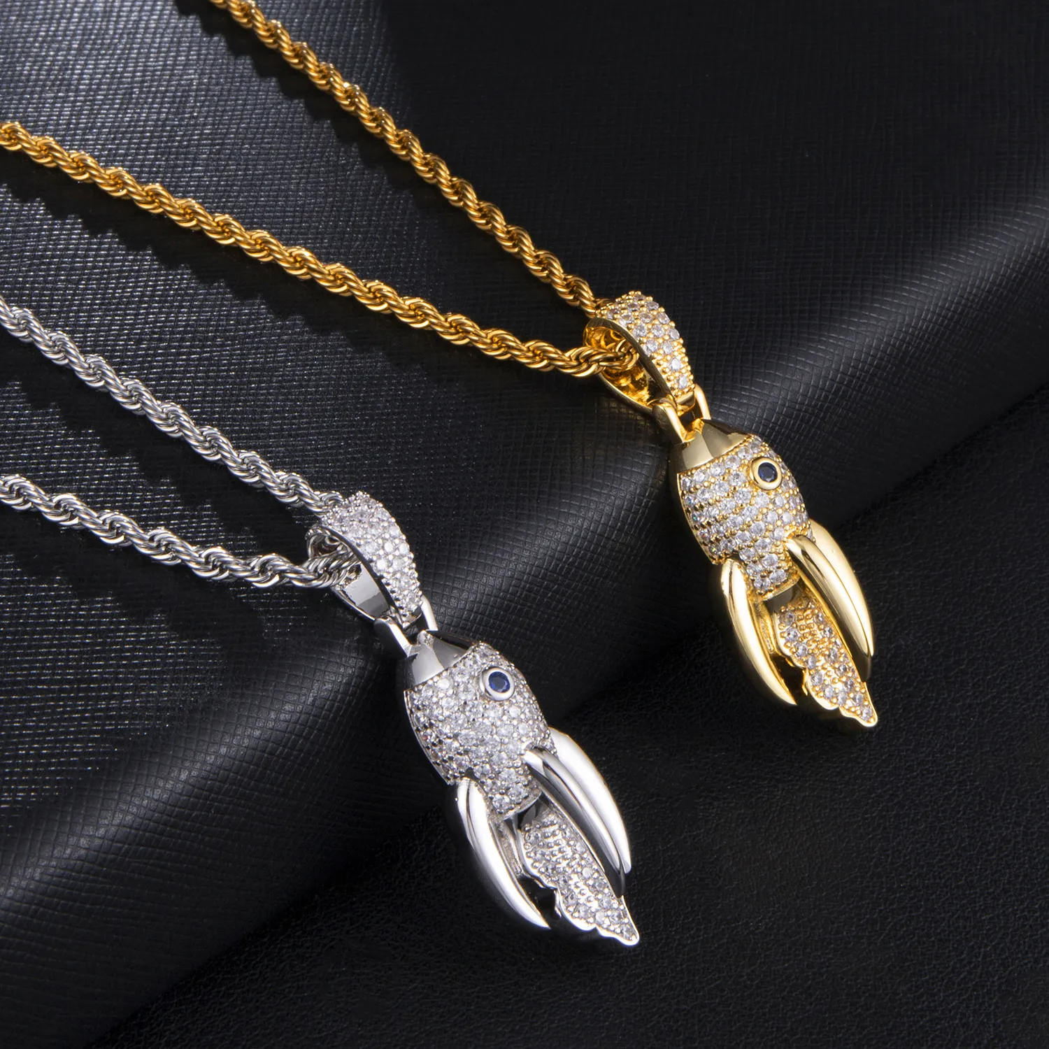 Nouveau mode personnalisé gars plaqué or hommes Bling Rocket Ship pendentif collier chaînes Hip Hop glacé Rock rappeur bijoux cadeau245e