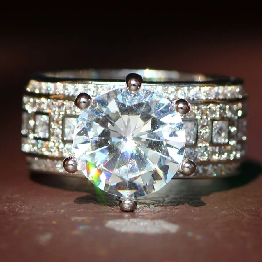 Luxurious 925 Sterling Silver Natural Gemstones White Sapphire Wedding Birthstone Bride Flower Engagement Ellipse Drop Ring Jewelr285A
