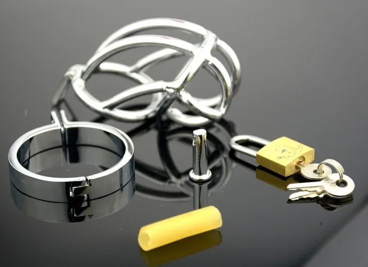 Chastity cage för män i rostfritt stål med böjd design_voghion.com