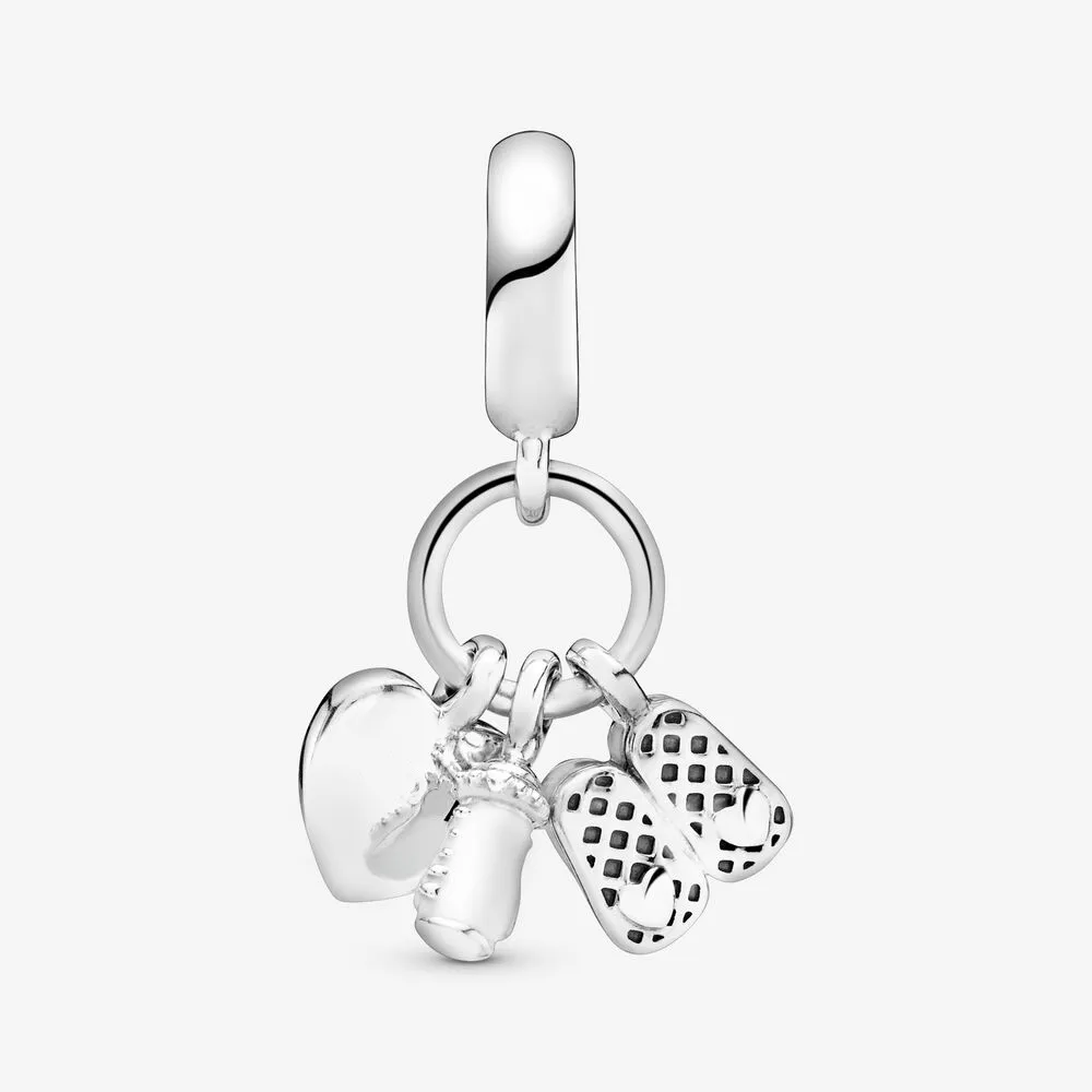 New Arrival 100% 925 Sterling Silver Baby Bottle and Shoes Dangle Charm Fit Original European Charm Bracelet Fashion Jewelry Acces246G