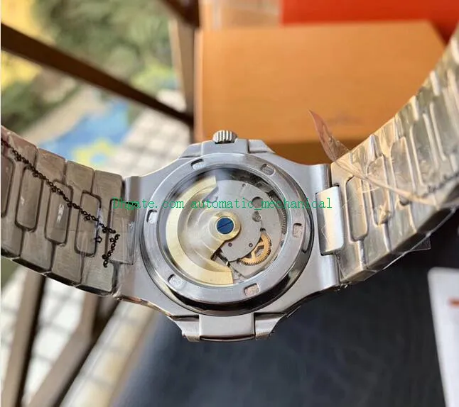 Nowy 18 -karatowy biały złoto 5711 Baguette Diamond Watch 316L stalowa bransoletka 40 mm Automatyczna męska moda Zatrzymuje luksusowe zegarek Nowy Versio308z
