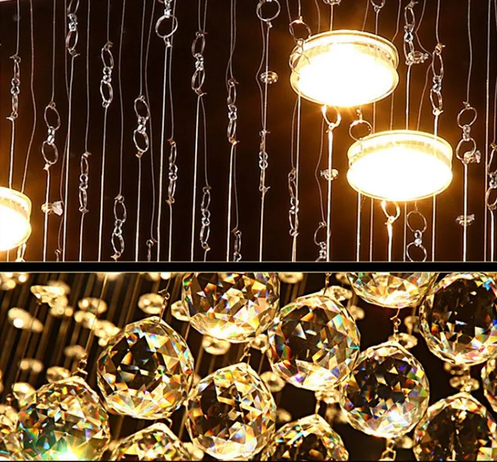 K9 lustres en cristal LED Chrome fini vague de lumière Art décor moderne Suspension éclairage el Villa lampe suspendue LLFA226J