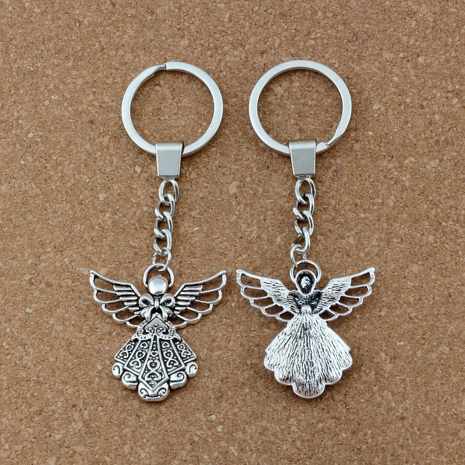 15 pièces alliage porte-clés ange charmes pendentifs porte-clés voyage Protection bricolage accessoires 38 8x42 5mm A-453f3209