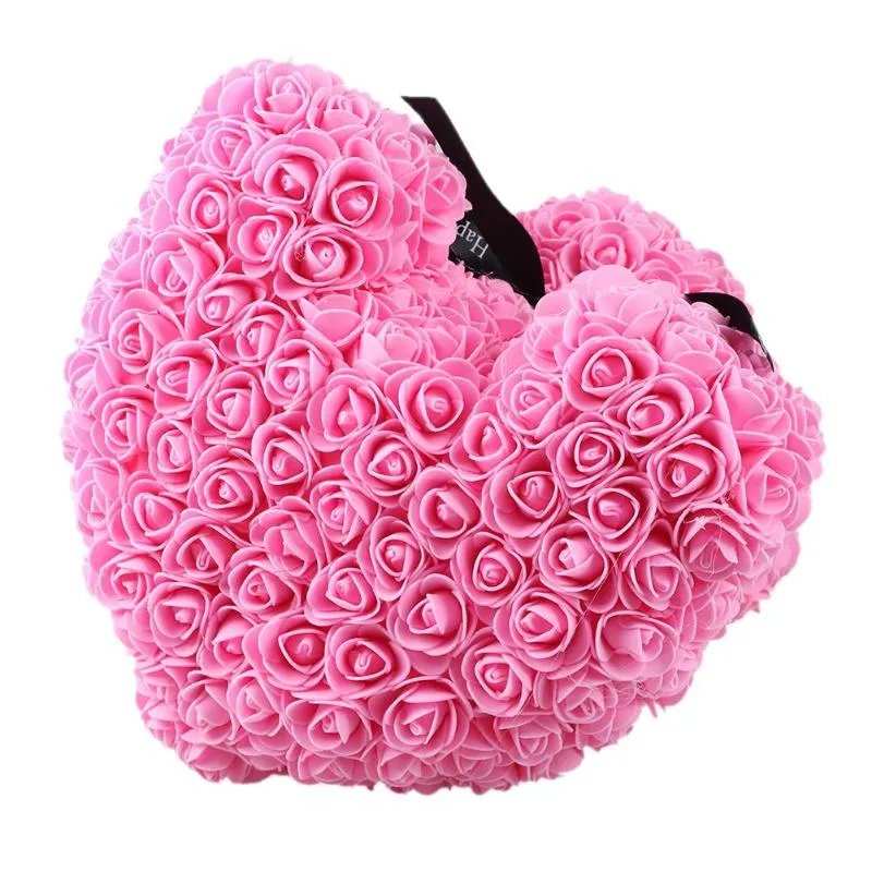 2019 goutte 40 cm savon mousse Rose ours en peluche fleur artificielle dans une boîte-cadeau pour petite amie femmes saint valentin fête des mères cadeaux 256u