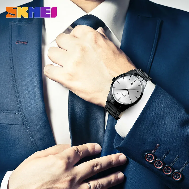 Skmei męskie zegarki Top marka luksus 3Bar Waterproof Calendar Watch Mężczyznę Strapy Stopy Kwarcowe zegarek Relogio Masculino 9140245i
