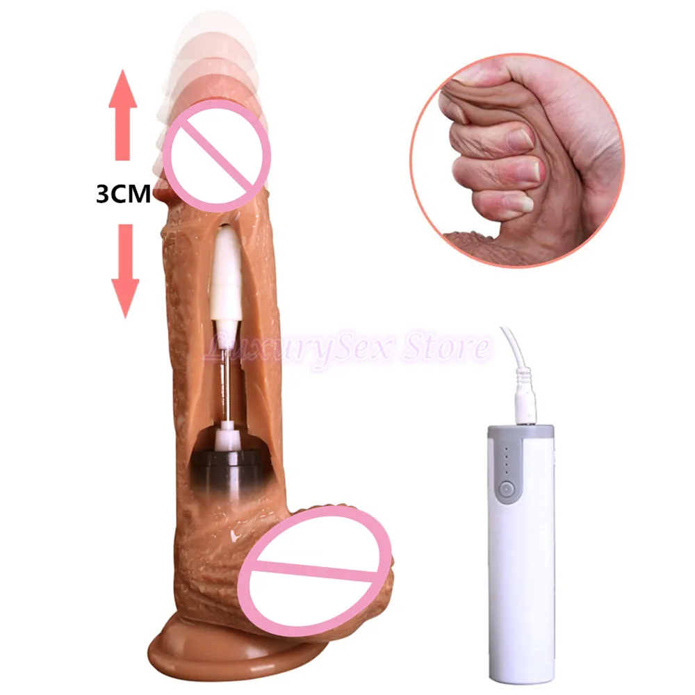 Vibrador G Spot Dildo Empurrando Dildo Realista Vibrante Brinquedo Sexual de Pênis para Mulheres Orgasmo Vibrador Automático com Ventosa Dildo Y200410