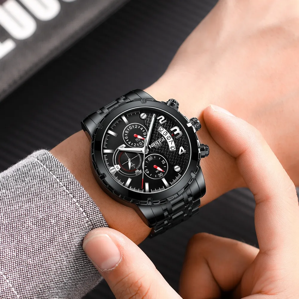 NIBOSI Quartz Watch Men Waterproof Stainless Steel Timing Luminous Calendar Mens Watches Top Brand luxury Relogio Masculino2405